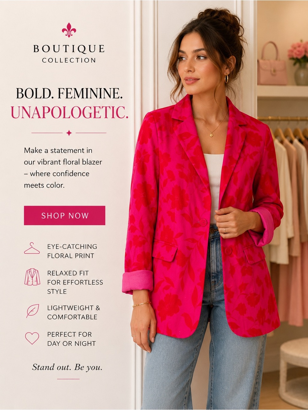 Kate Spade Linen Rose Blazer Pink Red NWOT